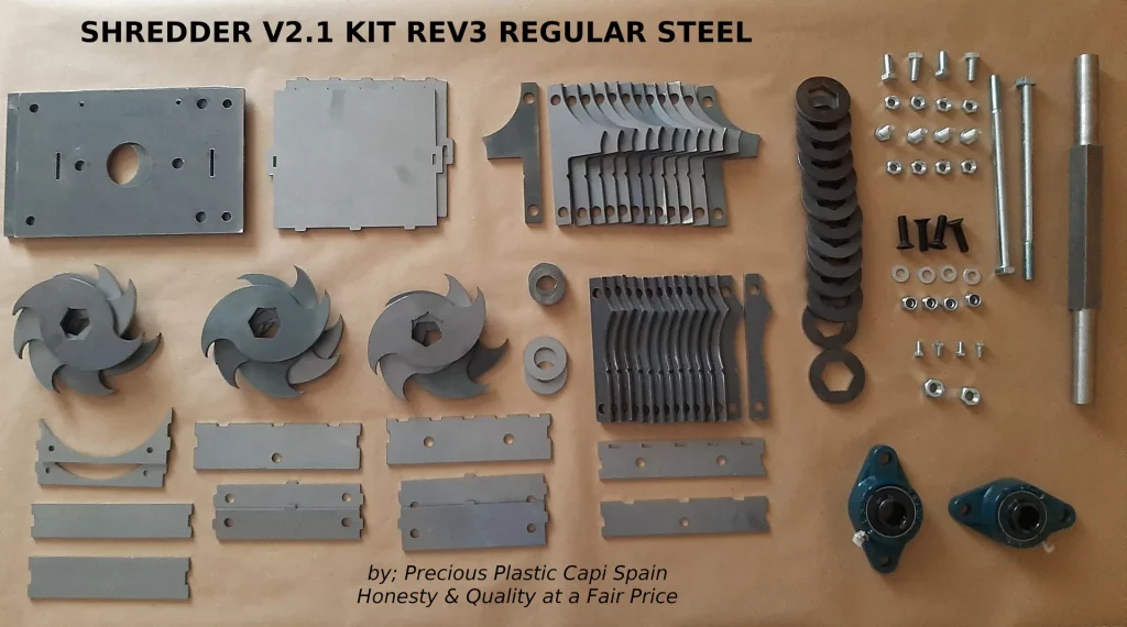 Precious Plastic Shredder V2.1 kit – steel parts and components for DIY recycling machine
