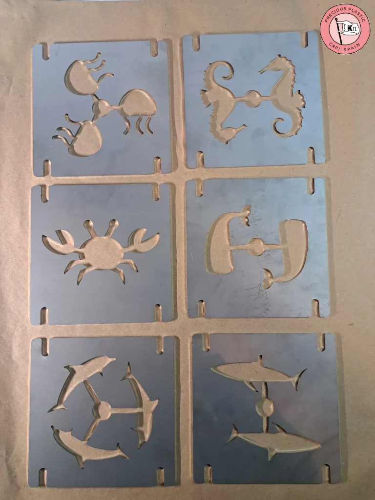 Set of marine-themed injection moulds for recycled plastic projects