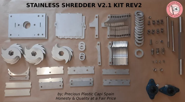Stainless Precious Plastic Shredder V2.1 kit – steel parts and components for DIY recycling machine