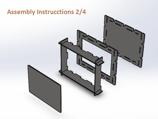 Instrucciones de montaje 2 de 4: Diagrama 3D que muestra el ensamblaje de las piezas laterales largas y cortas del molde A5.