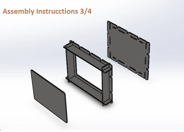 Instrucciones de montaje 3 de 4: Diagrama 3D que muestra el acoplamiento del marco lateral dentro de la matriz perimetral A5.