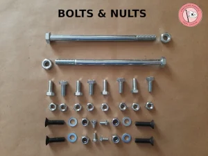 Complete steel bolts, nuts, and hardware kit for assembling the Precious Plastic shredder