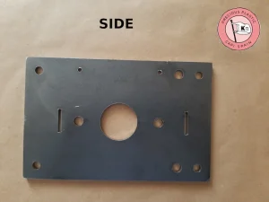 Carbon steel external side plate for the bearing support of the Precious Plastic shredder, includes two units.