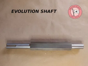 Modified carbon steel hexagonal Evolution Shaft with a machined keyway for the Precious Plastic shredder.