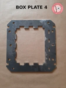 Laser-cut carbon steel bottom housing plate Box Plate 4 for the Precious Plastic V3.3 shredder box.