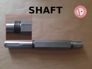 Close-up detail of the M35 technical clamping thread on the hexagonal shaft of the Precious Plastic V3.3 shredder.